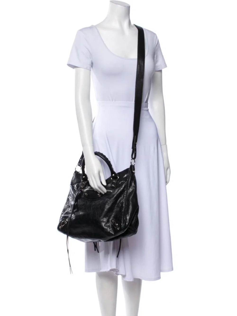 Authentic Balenciaga Motocross Classic Velo Satchel Bag Black